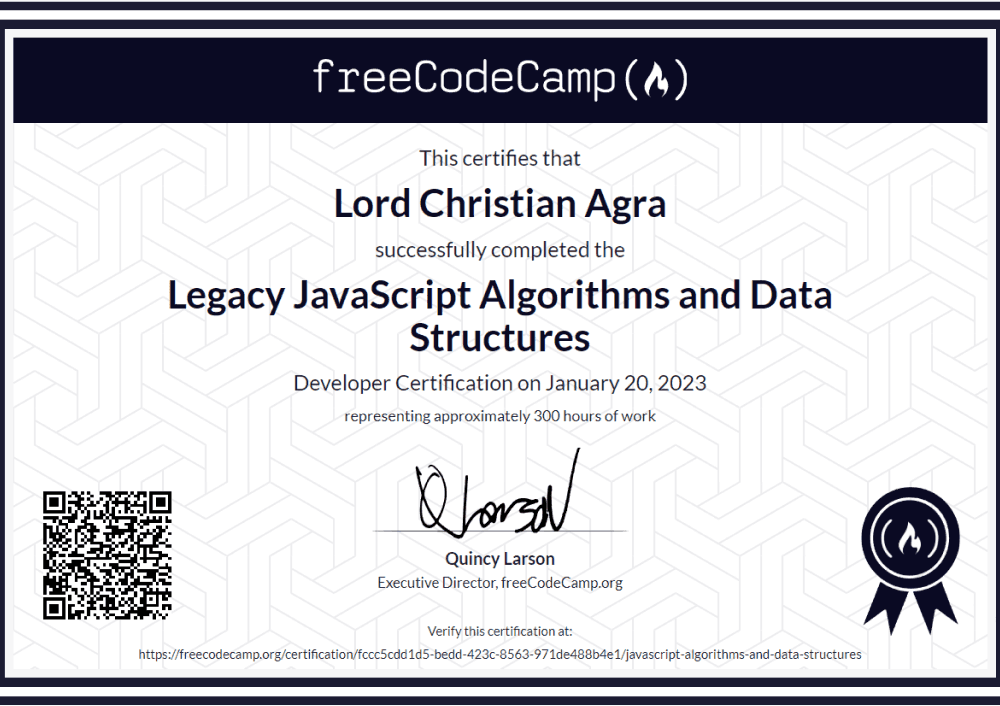 Legacy JavaScript Algorithms and Data Structures Certificate